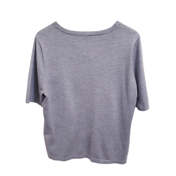 Carlise Gray Silk Blend Short Sleeve Scoop Neck Top, Size XL - Picture 3 of 8